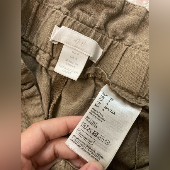 H+M linen blend tan p high waisted pants - Picture 5 of 5